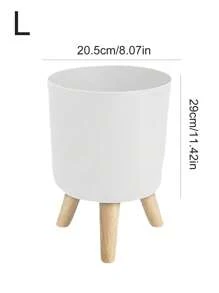 Bodenstehender runder Blumentopf mit Kräuter-Selbstbewässerungssystem, Drainage und Holzbeinen, Moderne Pflanzenpflege