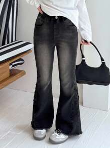 Dazy Kids 青少年女孩休闲牛仔裤 - 黑色 - 查看 3