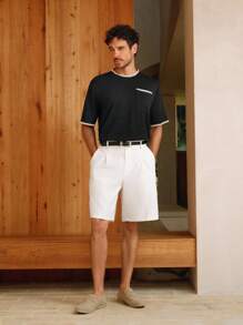 Manfinity BRENVOR Camiseta decorativa de hombre con concha bordada negra