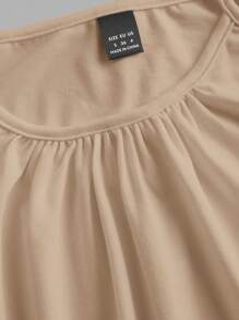 SHEIN EZwear 3 件套黑色豹纹卡其色女式可调节肩带宽松褶皱吊带背心，适合春夏季 - 彩色 - 查看 4