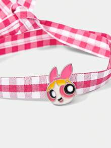 THE POWERPUFF GIRLS X SHEIN Vòng tay kẻ caro họa tiết hoa, bong bóng, mao lương - Bạc - Xem 3