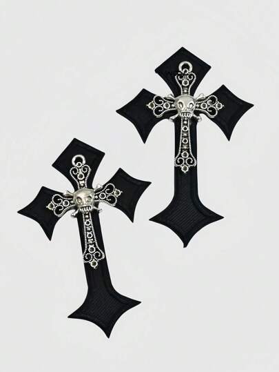 Goth Pinces à cheveux avec crâne et croix dans le style Y2K Goth, accessoires de cheveux faits main doux et cool dans le style Lolita