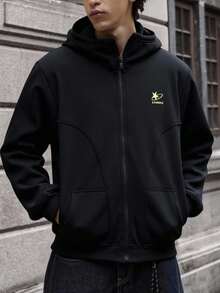 青少年男孩黑色连帽街头休闲运动衫，面料柔软，适合上学、旅行、户外运动，四季皆宜 - 黑色 - 查看 3