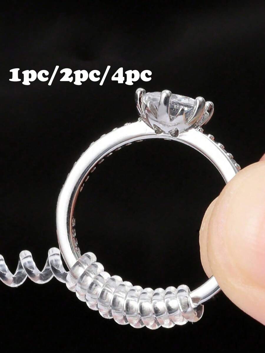 1/2/4pcs Transparent Ring Size Adjuster, Everyday Casual Tool - Clear - View 1