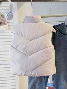 Sparklyn 女童绗缝背心，带拉链和口袋，适合外出、度假和返校穿着，秋冬季节。 - 杏色 - 查看 2