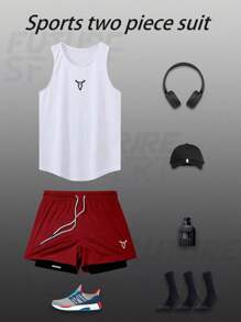 Manfinity Sport Corelite Herren Bull Muster Tank Top und Shorts Sports Set