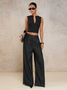 COSMINA 女士简约通勤纯色缺口领修身吊带背心，夏季