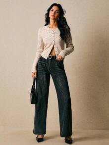 Poéselle 女士针织长袖开衫毛衣，女士开衫，针织开衫，纽扣开衫，薄款开衫 - 彩色 - 查看 5