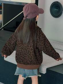 Dazy Kids 年轻女孩休闲宽松豹纹卫衣