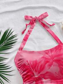 Soleia Plus Size Casual Minimalist Tie Dye Tropical Floral Print Camisole & Tank Top, Summer Wear Suitable For Going Out - Multicolor - View 7