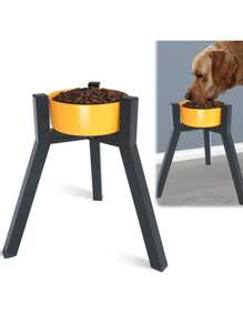 金属升高狗碗架，适用于超大型犬和大型犬，宽度可调，适合 7-10.6 英寸狗粮和水碗，单个高升高狗碗架（不含碗） - 彩色 - 查看 5