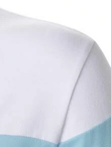 Manfinity Homme Men's V-Neck Long Sleeve Striped Casual Half-Placket T-Shirt, Fall - Multicolor - View 4