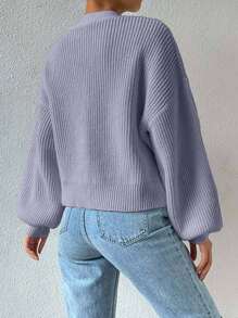 EURMUSE Cardigan casual et polyvalent à manches lanternes de couleur unie