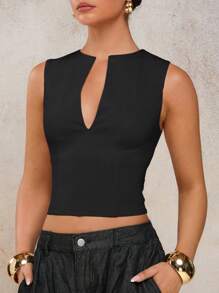 COSMINA 女士简约通勤纯色缺口领修身吊带背心，夏季