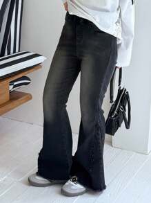 Dazy Kids 青少年女孩休闲牛仔裤 - 黑色 - 查看 4