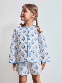 Maija Kids Maija Kids Young Girls Printed Quilted Round Neck Winter Coat Fall - Multicolor - View 4