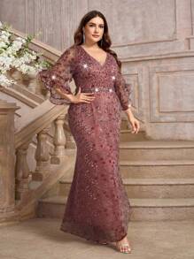 Glamrae Đầm dạ hội dáng đuôi cá ren tay bồng màu hồng hoa sen cỡ lớn, đính cườm và đá quý, thanh lịch, thích hợp cho các buổi dạ tiệc, tiệc chiêu đãi hoặc ngày Valentine. - Cà phê nâu - Xem 5