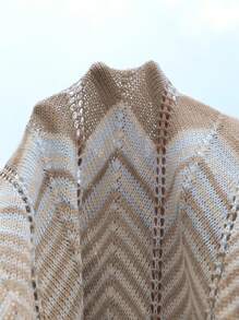 Vesra All-Over Pattern Contrast Color Crew Neck Elegant Sleeveless Sweater Dress - Multicolor - View 6