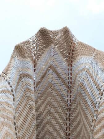 Vesra Heltäckande Mönster Kontrastfärgad Rund Halsringning Elegant Ärmlös Tröjklänning