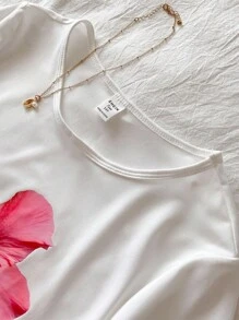 SHEIN 2 件套青少年女孩休闲花卉印花 T 恤和条纹裤，夏季 - 彩色 - 查看 3