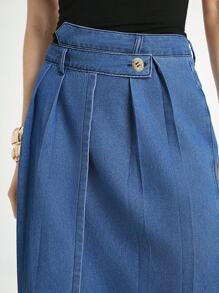 Daynim Gonna di jeans asimmetrica casual da donna - Blu lavato medio - Visualizzare 5