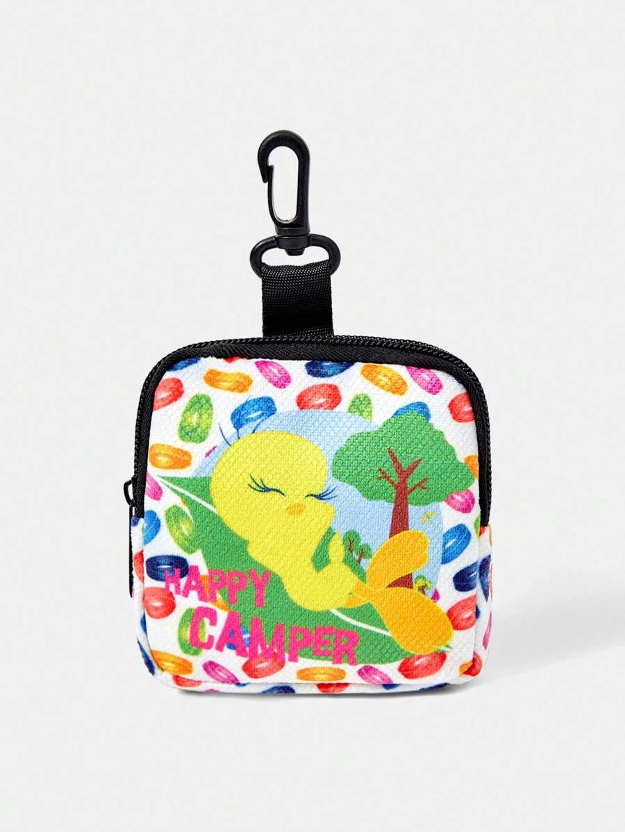 LOONEY TUNES X SHEIN Monedero multifuncional con diseño de Tweety, cierre de seguridad y bolsillo con cremallera, organizador de monedas, adecuado tanto para hombres como para mujeres - Multicolor - Ver 1