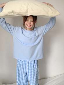 DAZY Tween Girls Casual Home Clothes Pajamas, Fall - Baby Blue - View 2