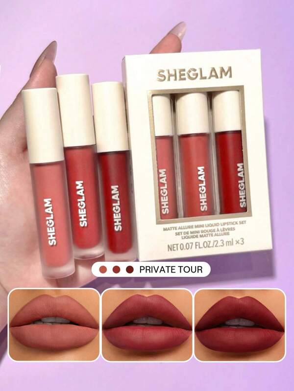 SHEGLAM Set ruj lichid mini Matte Allure - Tur privat