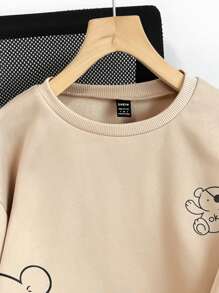 INAWLY Cartoon Graphic Thermal Lined Sweatshirt,Long Sleeve Tops Graduation,Back To School,Graduation,Teacher For Women,Back To School Pullover Fall Sweatshirt - Apricot - View 5