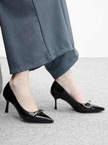 CUCCOO BIZCHIC Women's Pointed Toe Stiletto High Heel Shoes, Sexy Elegant Formal Party Outdoor Commute Black & Beige - Black - View 3