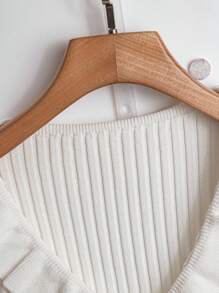SHEIN Clasi Cardigan plus size elegante de cor sólida com babados e manga curta, verão - Branco - Ver 3