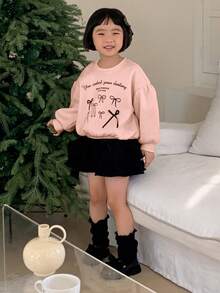 DAZY 女童蝴蝶结印花圆领针织卫衣 - 粉色 - 查看 4