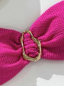 Swim Chiccia Springbreak 女士沙滩装夏季套装，女士纯色提花面料露肩金属装饰性感比基尼套装 - 玫紅色 - 查看 3