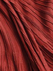 Anewsta 女士优雅复古红色连衣裙，A字廓形，适合万圣节、新年、秋冬季穿着。 - 酒紅色 - 查看 8