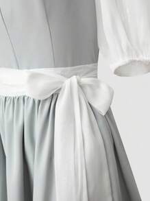 Fairmaia 德国传统女式短袖上衣、围裙和连衣裙套装，Dirndl 慕尼黑啤酒节传统德国传统复古无袖女装传统方领 Dirndl 连衣裙和围裙，适合十月、万圣节 - 灰色 - 查看 5