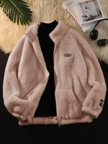 SHEIN Teen Girl Solid Color Double-Sided Fleece Patchwork Collar Casual Jacket In Fall/Winter