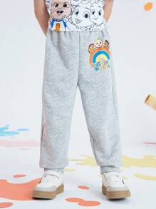CoComelon X SHEIN 2pcs/Set Young Boy Letter & Cartoon Figure Graphic Drawstring Sports Pants, Autumn/Winter - Multicolor - View 4