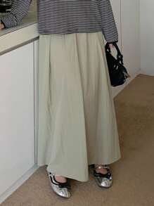 Dazy Plus Chân váy chữ A dáng rộng cho nữ cỡ lớn, giản dị và thanh lịch, phù hợp cho mọi mùa thu - Màu Khaki - Xem 6