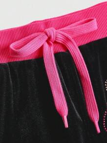 Betty Boop | ROMWE Y2K 水钻撞色宽松超低腰女式裤子