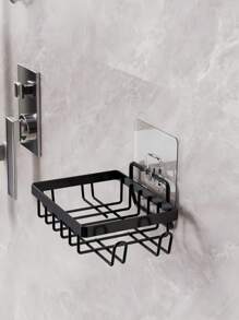 1 Pack Black Soap Holders No Drilling Shower Shelf Bathroom Organizer Waterproof Storage Rack For Home Decor Kitchen Wall Mount Space Saving Modern Design Non Slip Durable Easy Install Adhesive Hooks - Black - View 9