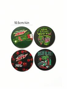 Mountain Dew X SHEIN Cup Mat 4-Piece Set, Water-Absorbing Beverage Cup Mat, Used To Protect The Desktop, Coffee Table Decoration, Very Suitable For Home Decoration And Moving Gift. - Multicolor - View 3
