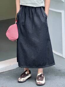 Dazy Kids Falda vaquera de ajuste holgado de unicolor para niñas preadolescentes en verano