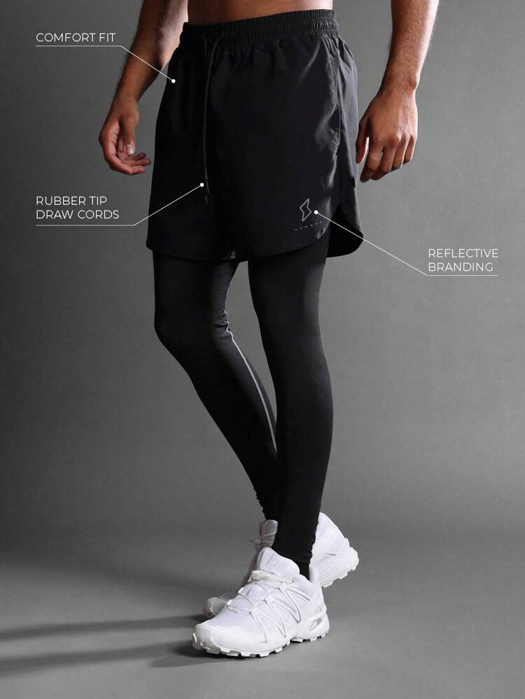 Lightweight Performance Shorts With Curved Hem And Reflective Logo