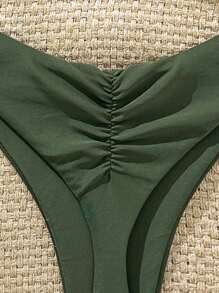 Swim Vcay Bộ bikini gợi cảm màu trơn họa tiết sao biển dây mảnh dành cho nữ, mùa hè - xanh quân đội - Xem 6