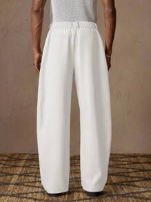 AKNOTIC Quần ống đứng lưng thun co giãn thoải mái cho nam, thích hợp mặc mùa hè, đi nghỉ, mặc hàng ngày, tiệc tùng, cặp đôi, quà tặng nam, mùa thu - trắng - Xem 4