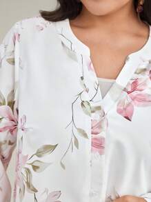 Veilorie Elegancki top damski w stylu arabskim z nadrukiem kwiatowym w dużych rozmiarach