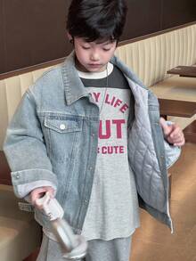 DAZY Tween Boys Padded Coat, Fall - Blue - View 1