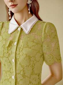 MOTF PREMIUM GUIPURE LACE BUTTON UP DRESS
