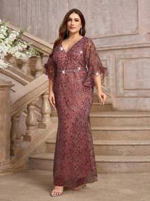 Glamrae Đầm dạ hội dáng đuôi cá ren tay bồng màu hồng hoa sen cỡ lớn, đính cườm và đá quý, thanh lịch, thích hợp cho các buổi dạ tiệc, tiệc chiêu đãi hoặc ngày Valentine. - Cà phê nâu - Xem 4