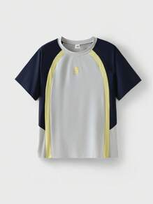 JNSQ Back To School Tween Boy Outdoor Sports Short Sleeve T-Shirt, Children Round Neck Funny Number Print Outdoor Sports Short Sleeve T-Shirt - Multicolor - View 6